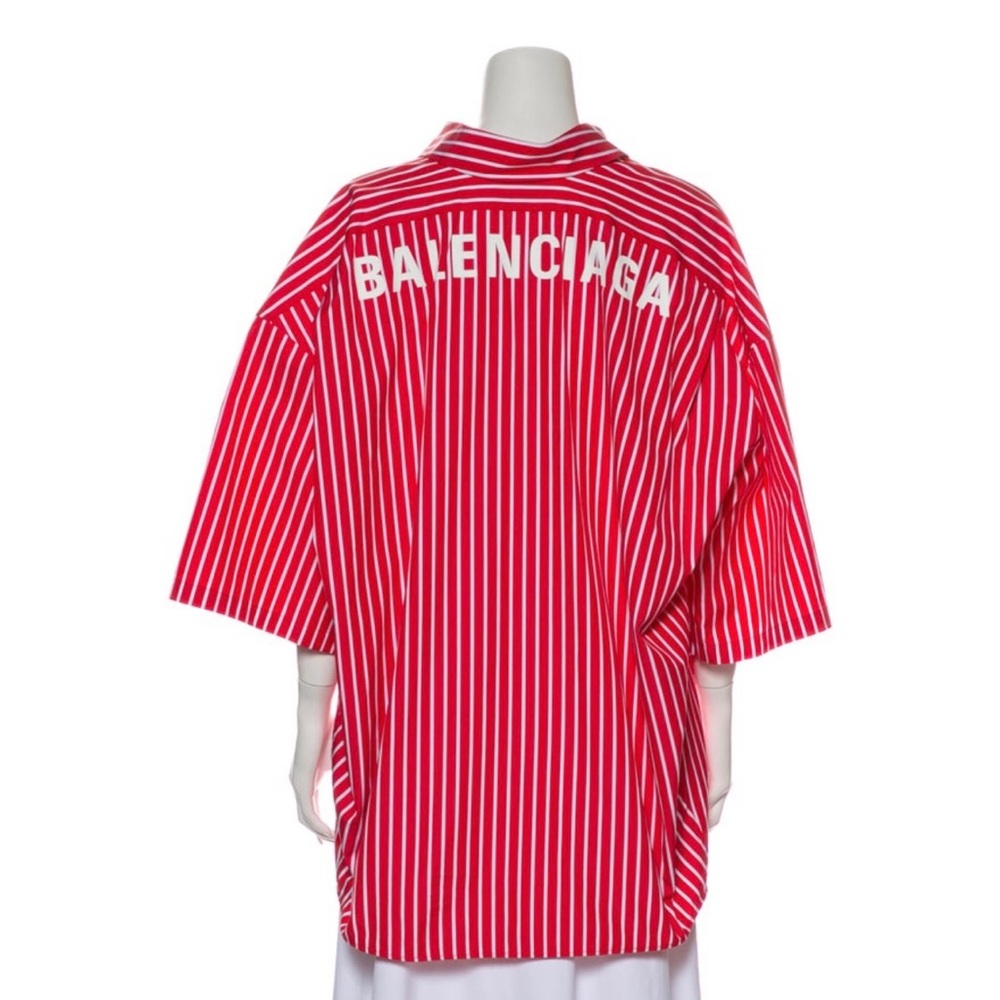 Balenciaga red and white striped button down shirt. Never worn.